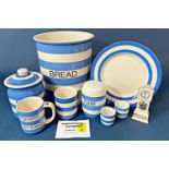 An extensive collection of T G Green blue and white banded kitchenware, some early, some