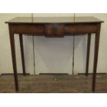 Regency mahogany bow fronted side table fitted with a central drawer, raised on square tapered and