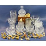 A mixed selection of antique and modern glass ware, including a celery vase, finger bowls, etc a