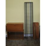 Two bay Ladderax unit incorporating eight shelves, bureau and bookcase, with sliding glass door,