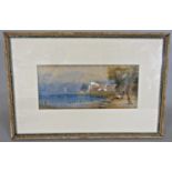 Pair of watercolours of continental coastal scene with mountains (19th Century), indistinctly signed