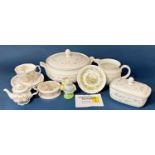 A collection of Royal Doulton Strawberry Fayre pattern tableware including tureens, plates, teapot