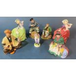 A collection of Royal Doulton figures including the Wayfarer, Omar Khayyam, Silks and Ribbons, The
