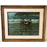 Ramon Kelley (b.1939), 'Manzanillo Fishermen', oil on canvas, signed lower left, signed, titled with