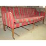 Georgian style sofa with button back and squab cushions, on turned forelegs, 2m wide approx
