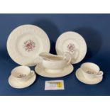 A collection of Wedgwood Patrician-Swansea dinnerware comprising dinner plates, side plates, soup