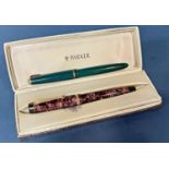A vintage Parker Victory fountain pen with 14k nib and a further Parker fountain pen with 14k nib