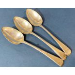Three Georgian table spoons, London 1802 by Willliam Eley & William Fearn, 6.2 ozs approximately