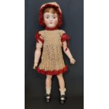 1920's bisque head 'Walküre' doll by Kley & Hahn with brown closing eyes, open mouth with teeth