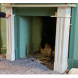 A Regency style fire place, of simple design, lacks mantel header. Mantle 149 cm max and