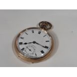 9ct gold gentlemen's pocket watch with enamelled dial with subsidiary secondary dial - non