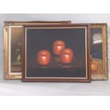 Three still life paintings to include: K. Mason (20th Century), three apples, oil on canvas,