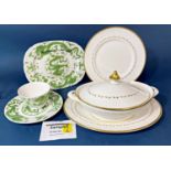 Royal Doulton Covington pattern dinnerware in a white and gilt colourway for four people including
