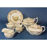 A four piece Swansea tea service comprising two teapots of varying shape, sucrier and milk jug
