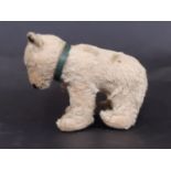 Steiff small polar bear circa 1950 with pin in ear, glass eyes (one missing), felt paw pads,