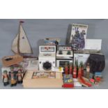 Vintage toys including wooden skittles and dolls, chess/ games set, Tamiya Military Miniatures (