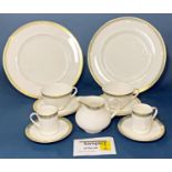 A Royal Doulton Clarendon pattern dinner, tea and coffee set, dinner plates, side plates, pudding