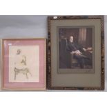 Two portraits on paper (20th Century): Carl Vandyk (1851-1931) Watercolour over photograph of a