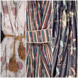 Full length pair of curtains with triple pleat heading, in a contemporary printed fabric with