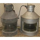 Two marine lanterns by Meteorite starboard and mast head, one lens etched 1940, numbers A12030 and