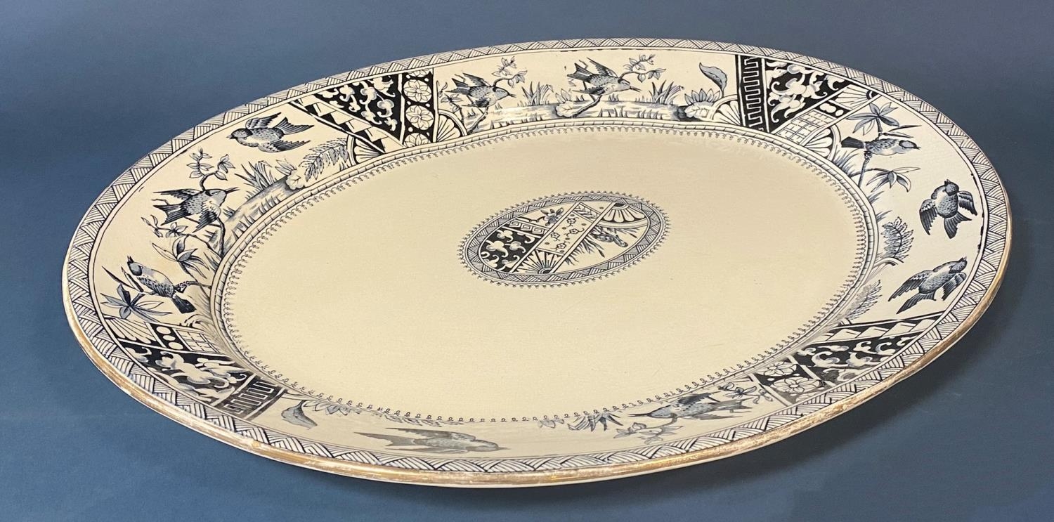 A substantial Victorian meat platter in an ink blue and white colourway Congo pattern in aesthetic