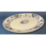 A substantial Victorian meat platter in an ink blue and white colourway Congo pattern in aesthetic