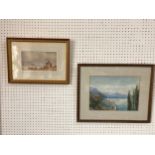 Two watercolours of landscapes (19th/20th Century) to include: F. Barclay, 'Near Lugano', signed
