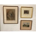 Three framed artworks to include: Ethel Wane (1875-1963), 'Sitting by the Fire', watercolour on