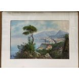 A coastal landscape, gouache on canvas, signed 'M. Gianni' lower left, 48 x 31 cm