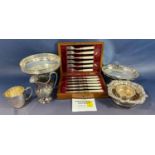 A collection of early 20th century silver plate including a trefoil fruit bowl, tureens with covers,