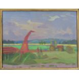 ROBERT ORGAN (b.1933) 'FARMING AT CAMBON' oil on canvas, signed and dated 93 to verso 30cm x 40cm