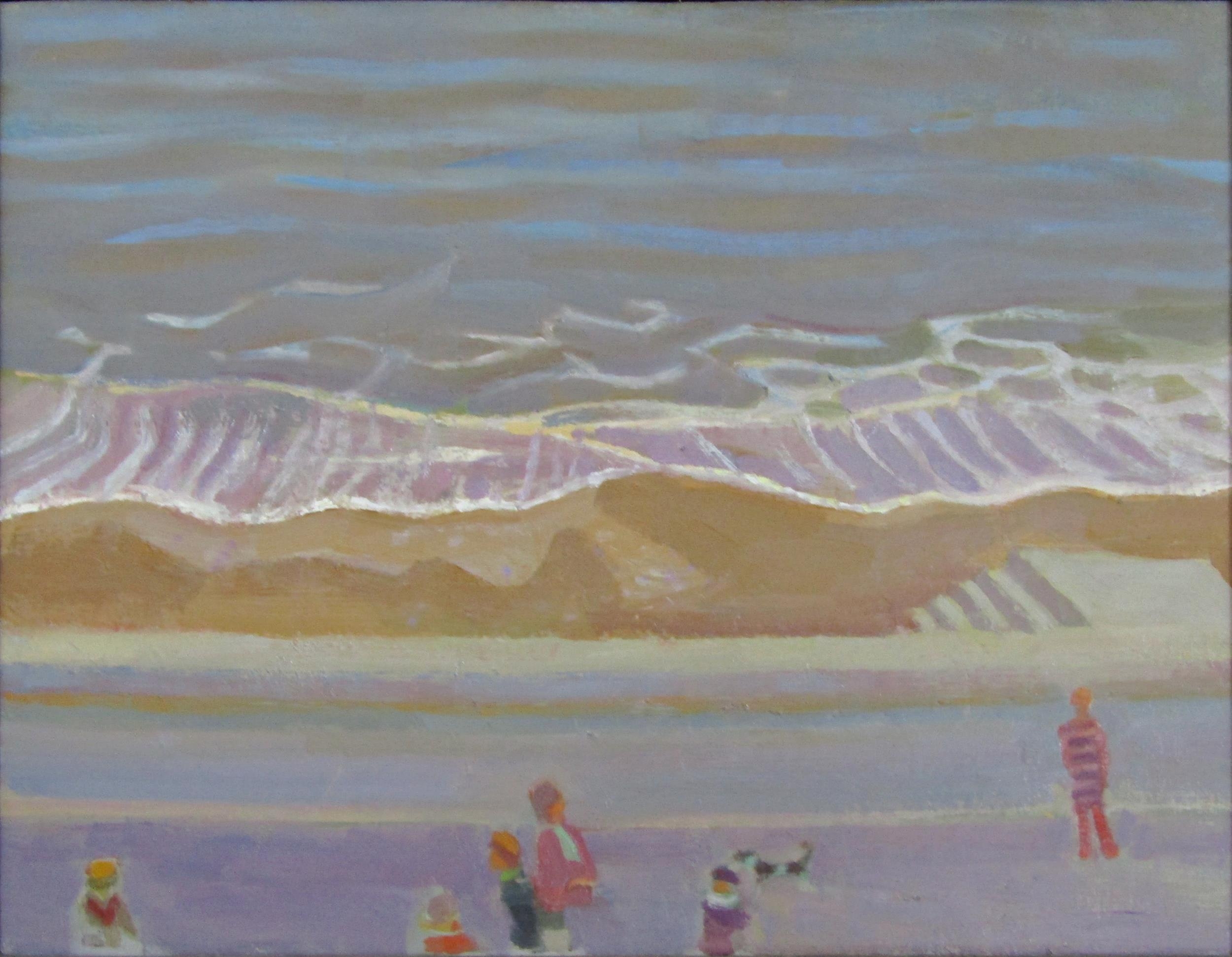 ROBERT ORGAN (b.1933) 'SEA EDGE' oil on board, signed and dated 94-95 to verso 30cm x 40cm
