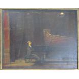 ROBERT ORGAN (b.1933) 'TAMAS VASARY AT THE PIANO' oil on canvas, signed and dated 84-85 to verso