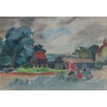 DOROTHY COKE RWS NEAC (1897-1979) 'SUSSEX c.1936' watercolour, unsigned 24.5cm x 35.5cm