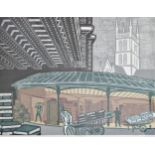 EDWARD BAWDEN C.B.E., R.A. (1903-1989) 'BOROUGH' MARKET lithograph in colour, artist's proof,