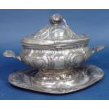 A large Alex Clark silver plated domed meat cover, 46cm x 37cm (dented), another small Mappin & Webb