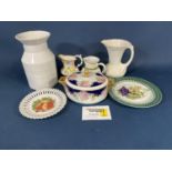 A collection of contemporary colourful ware including Italian pottery, Chinese ginger jar and cover,