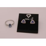 Pair of 9ct white gold stud earrings set with trillion-cut tanzanite and diamonds, with Gems TV
