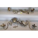 An early 20th century brass Dutch style ceiling light with six branches in need of reconstruction.