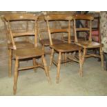 A set of six Windsor stripped elm and beechwood bar back dining chairs raised on ring turned and