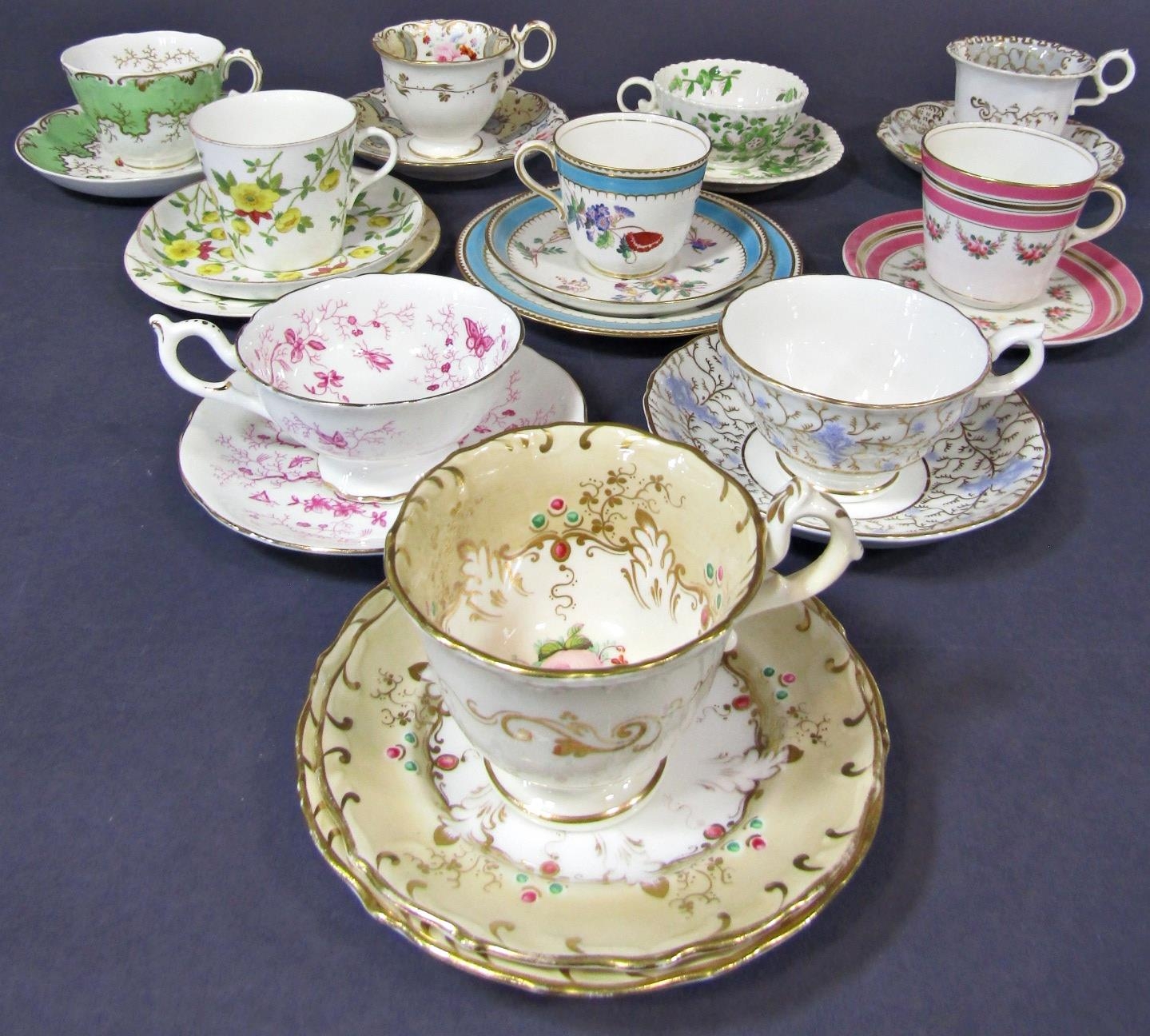 A collection of ten 19th century cabinet cups and saucers by various makers