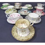A collection of ten 19th century cabinet cups and saucers by various makers
