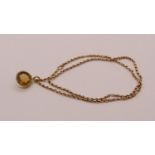 Antique 9ct chain necklace, hung with an associated 15ct citrine pendant, 7.6g