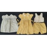 Vintage childrens clothing; a Liberty bodice (size- age 2), 2 dresses (one Viyella), all with WW2