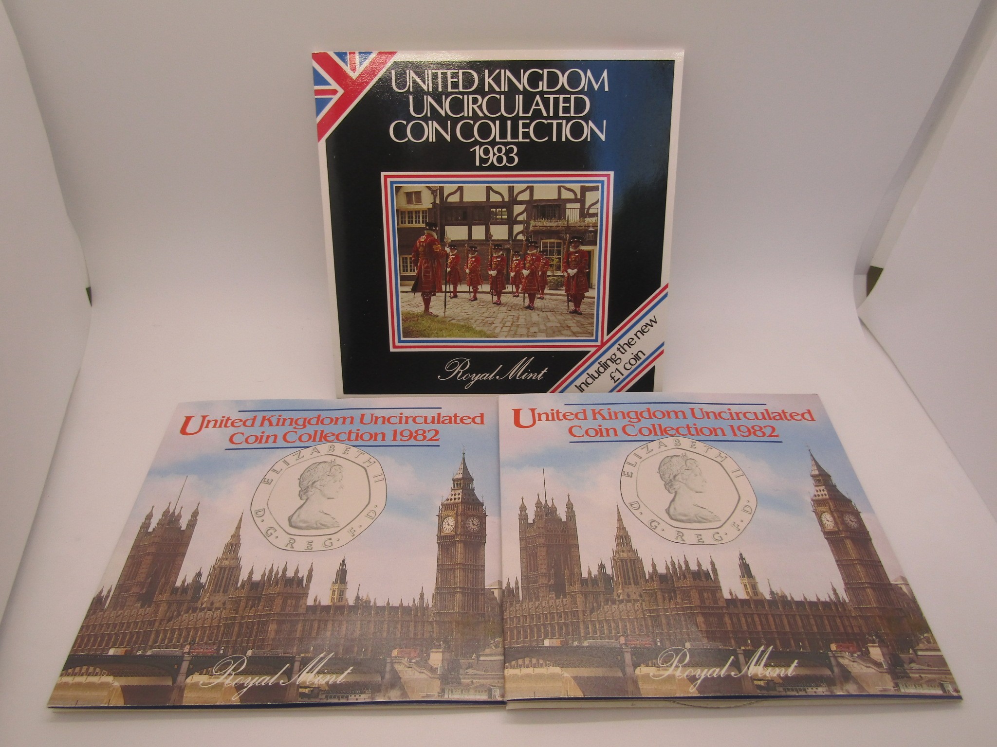 UK Brilliant uncirculated coin collections - 1982 x 2, 1983 x 3, 1984, 1985, 1986, 1987 - £1 - ½p - Image 2 of 3