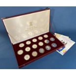 The Royal Marriage Commemorative coin collection of 1981, 16 coins in silver with display