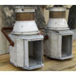 Two vintage Pratts petrol cans (later converted to table lamps), together with a pair of further