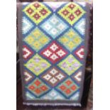 A Maimana kilim runner with a geometric diamond pattern, 192cm x 60cm.