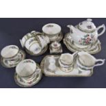 A collection of Coalport Ming Rose tea wares comprising teapot, milk jug, cream jug, sugar bowl, six