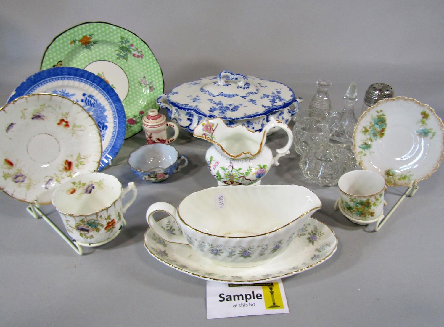 A collection of miscellaneous English and continental cups, saucers, plates, vase, etc (two boxes)